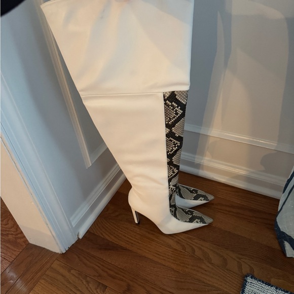 Good American White Leather Snakeskin OTK Boots. Size 6. Perfect. - Picture 6 of 9